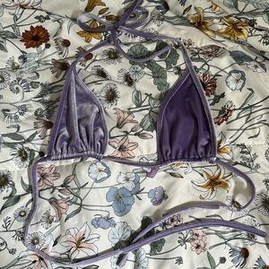 Large Velvet Purple Bikini Top